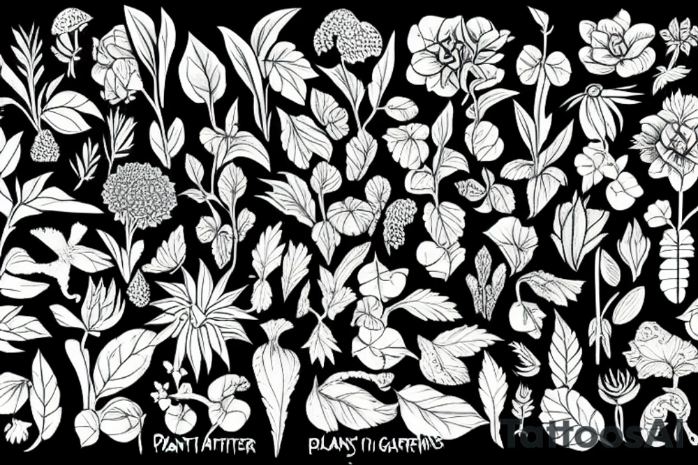 plants in garden tattoo idea