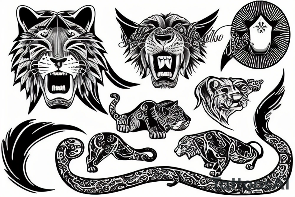 roaring lion tattoo idea