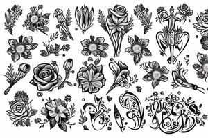 Knight princess in flowers tattoo idea