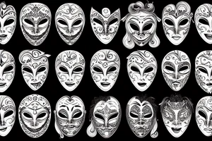 Backgroung venice materyal, Theatrical masks tattoo idea