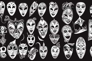 Backgroung venice materyal, Theatrical masks tattoo idea