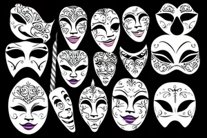 Backgroung venice materyal, Theatrical masks tattoo idea