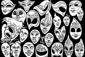 Backgroung venice materyal, Theatrical masks tattoo idea