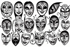 Backgroung venice materyal, Theatrical masks tattoo idea