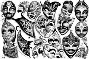 Backgroung venice materyal, Theatrical masks tattoo idea