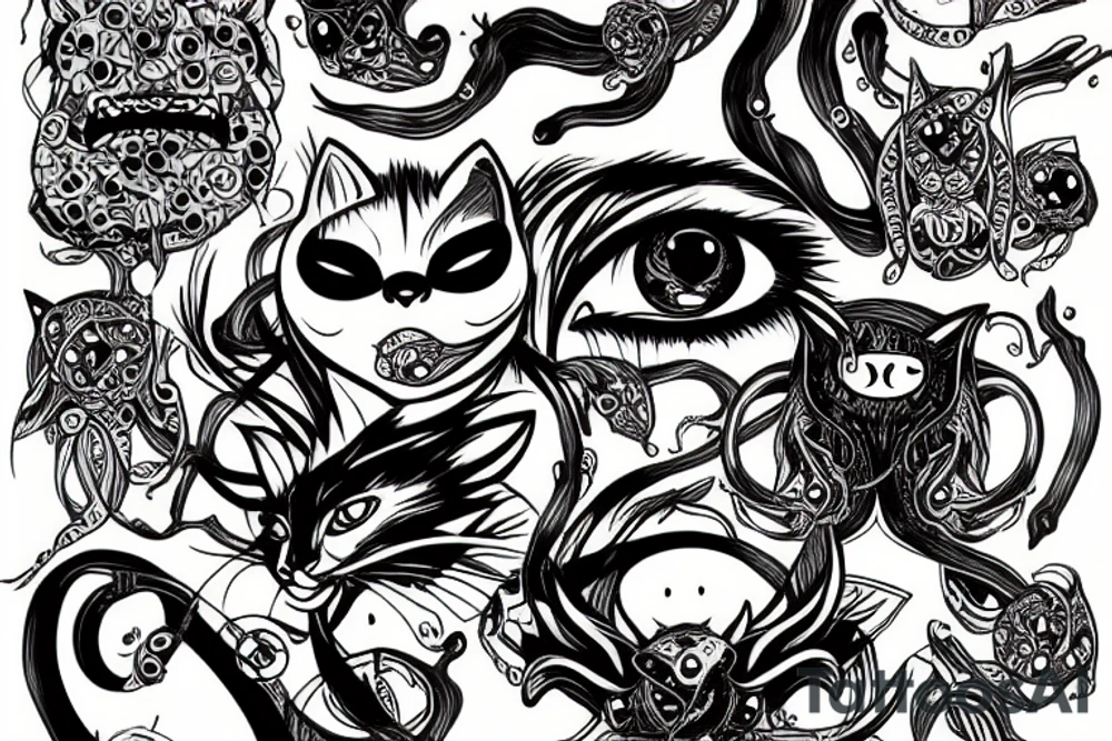 infinity monster with cat eyes tattoo idea