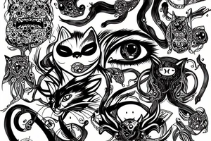 infinity monster with cat eyes tattoo idea