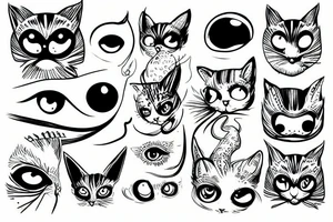 infinity monster with cat eyes tattoo idea