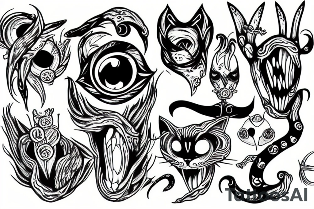 infinity monster with cat eyes tattoo idea