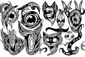 infinity monster with cat eyes tattoo idea