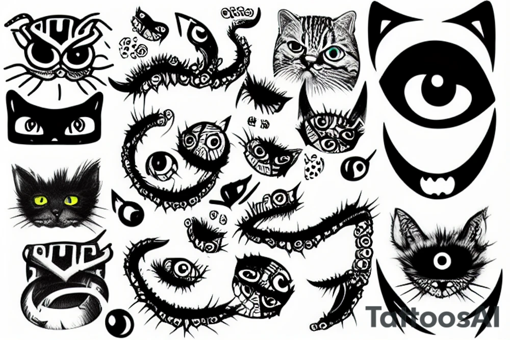 infinity monster with cat eyes tattoo idea