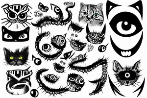 infinity monster with cat eyes tattoo idea