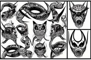 infinity monster with cat eyes tattoo idea