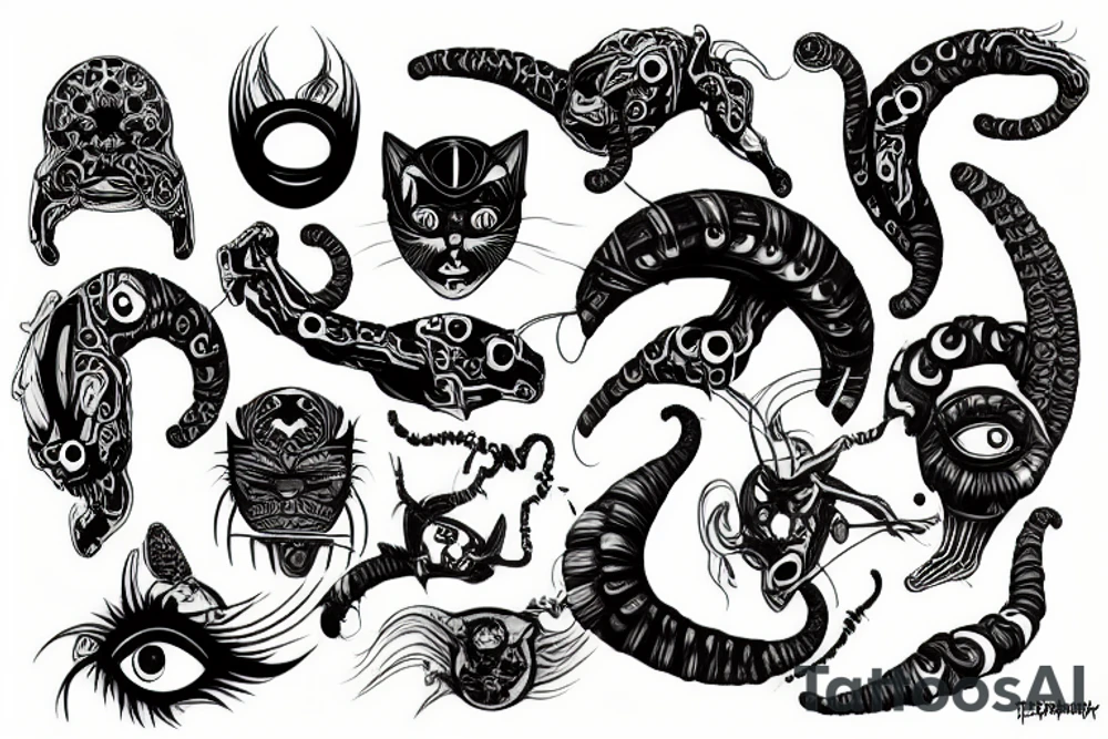 infinity monster with cat eyes tattoo idea