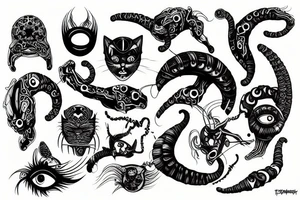 infinity monster with cat eyes tattoo idea