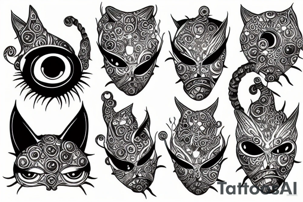 infinity monster with cat eyes tattoo idea