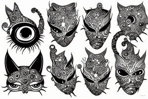 infinity monster with cat eyes tattoo idea