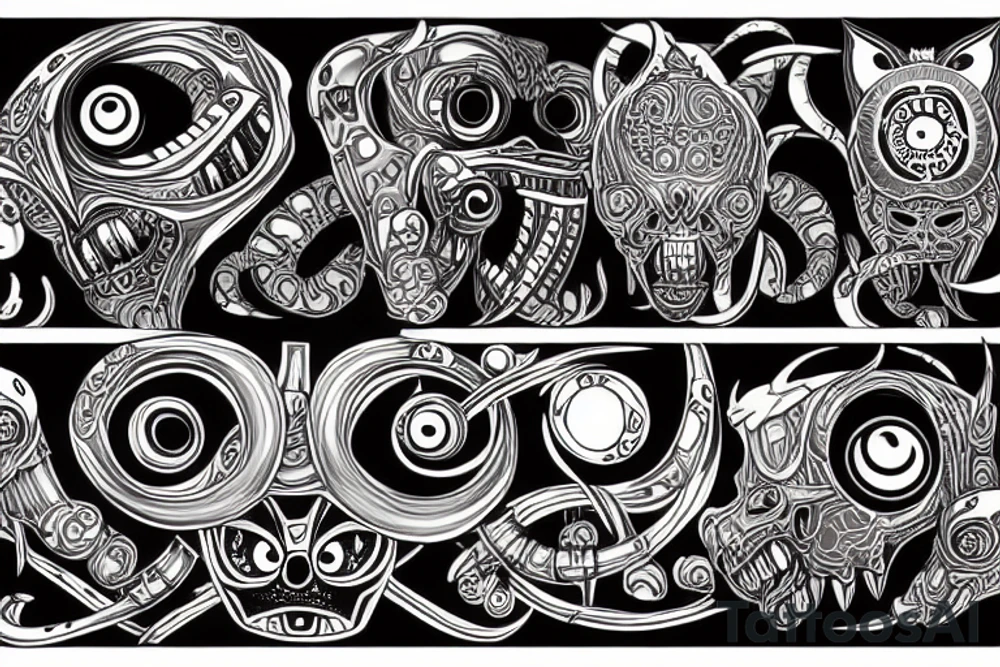 infinity monster with cat eyes tattoo idea