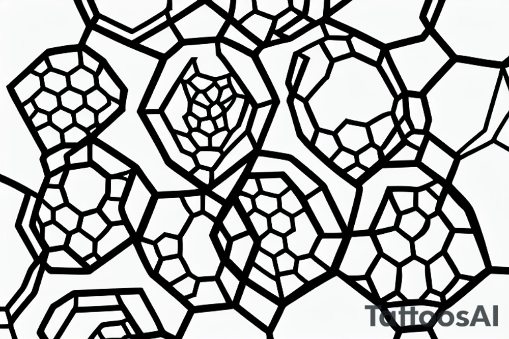hourglass surrounded by hexagons tattoo idea