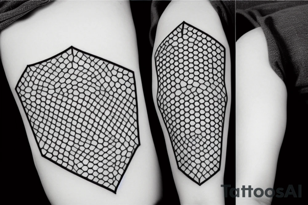 hourglass surrounded by hexagons tattoo idea