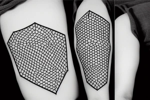 hourglass surrounded by hexagons tattoo idea