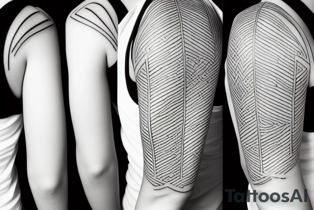 hourglass on the shoulder blade, wide black stripes on the shoulder tattoo idea