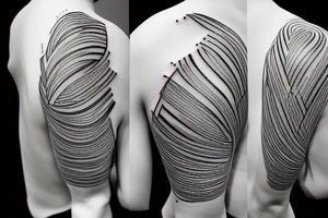 hourglass on the shoulder blade, wide black stripes on the shoulder tattoo idea