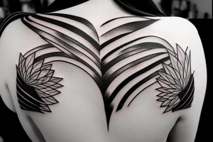 hourglass on the shoulder blade, wide black stripes on the shoulder tattoo idea