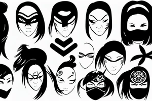 Girl ninja face cover with mask tattoo idea
