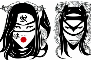Girl ninja face cover with mask tattoo idea