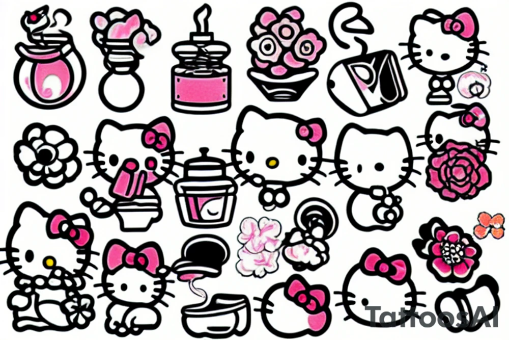 Tattooed Hello Kitty smoking cigarette tattoo idea