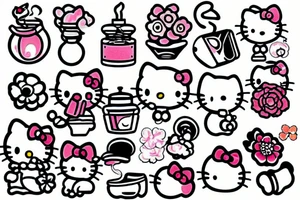 Tattooed Hello Kitty smoking cigarette tattoo idea