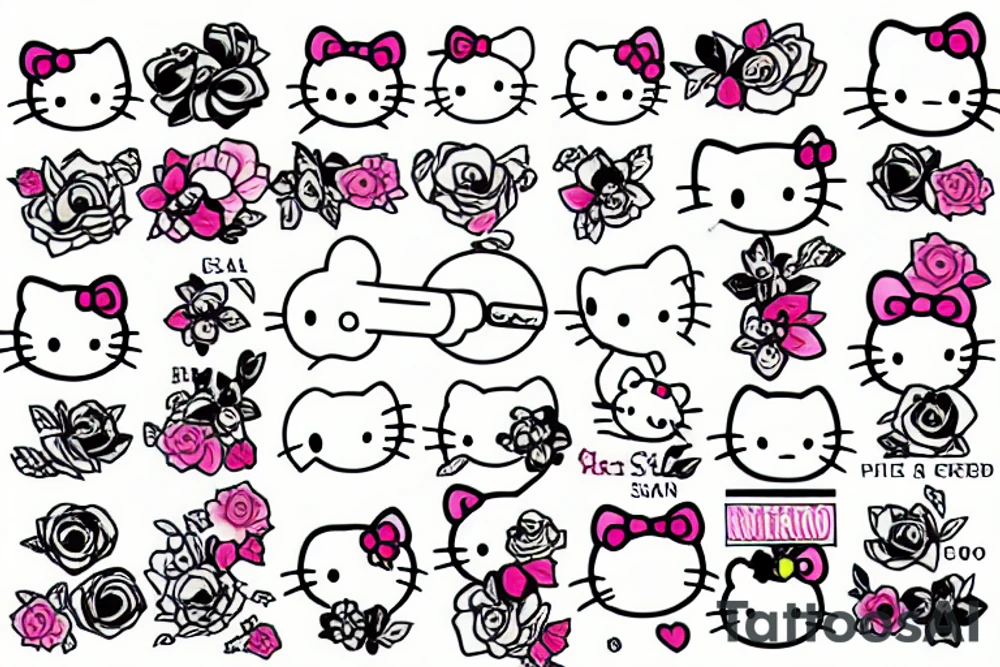 Tattooed Hello Kitty smoking cigarette tattoo idea