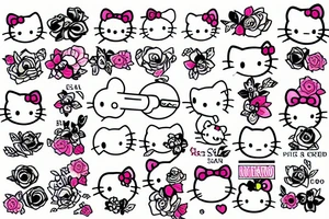 Tattooed Hello Kitty smoking cigarette tattoo idea
