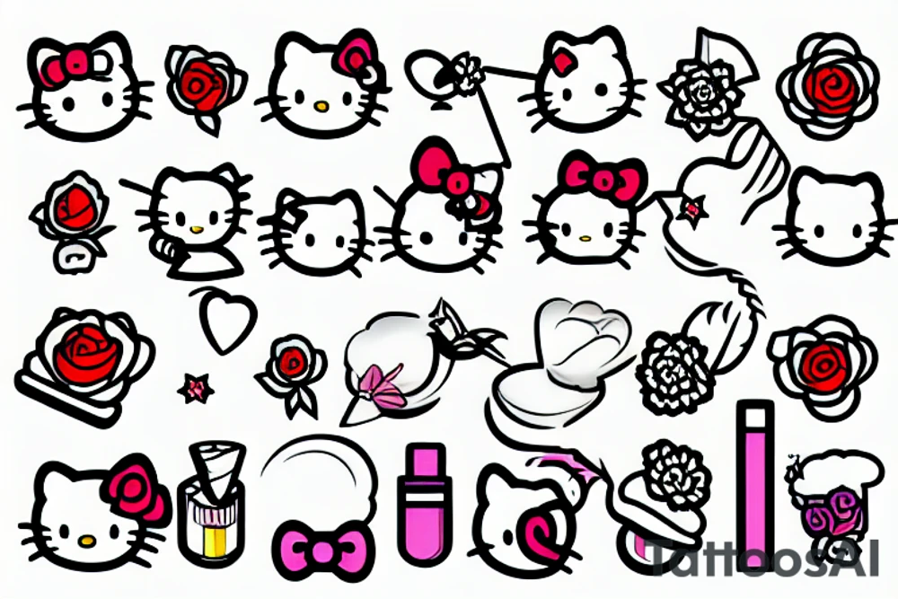 Tattooed Hello Kitty smoking cigarette tattoo idea