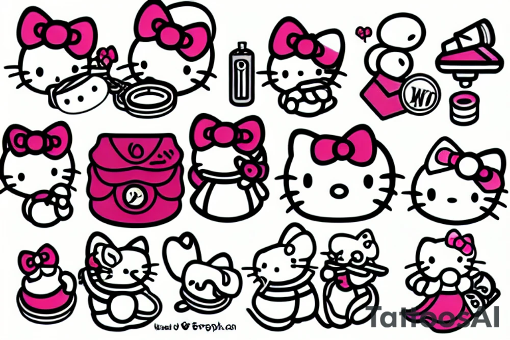 Tattooed Hello Kitty smoking cigarette tattoo idea
