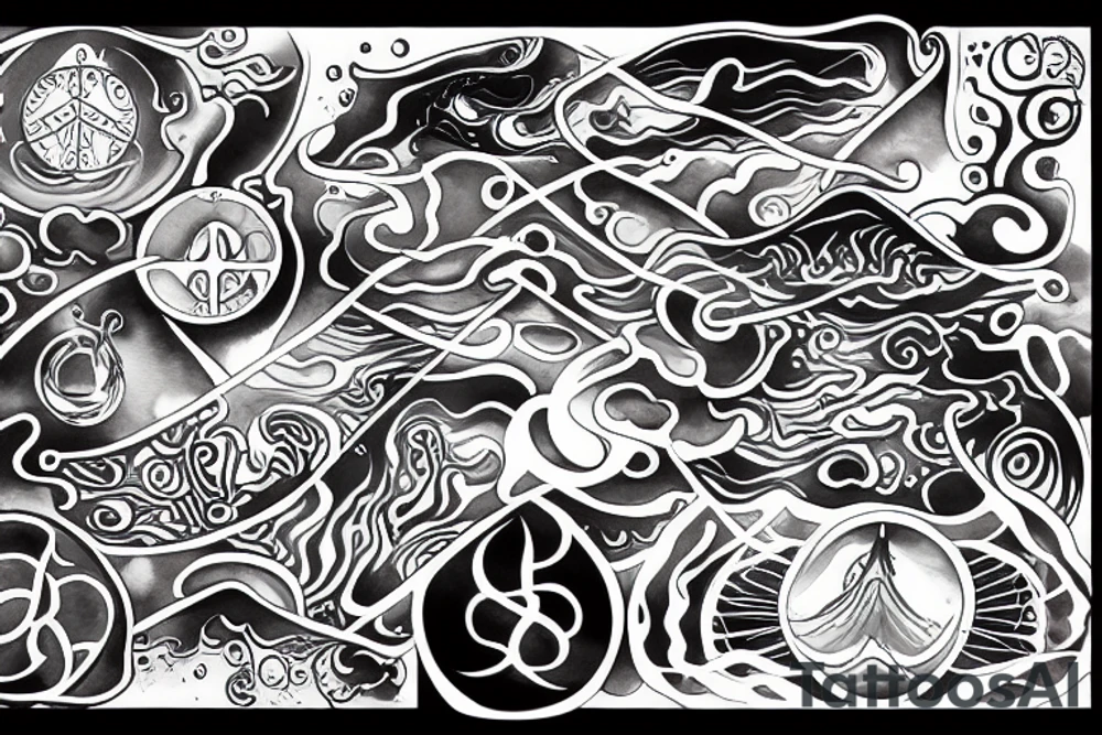 water like shape representing calm, peace, and boldness tattoo idea