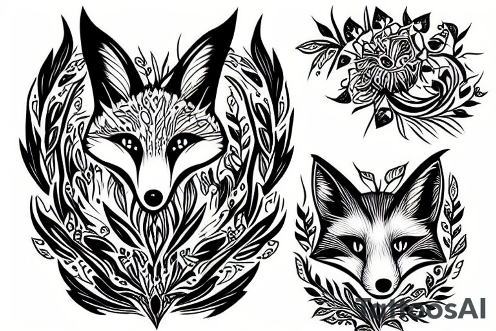 Fox in fire tattoo idea