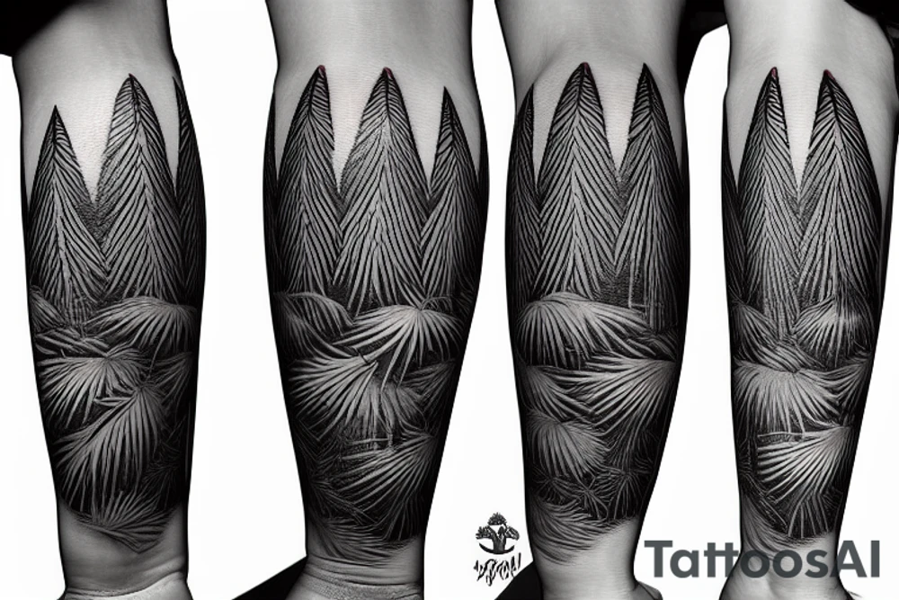 Single araucaria in real colors tattoo idea