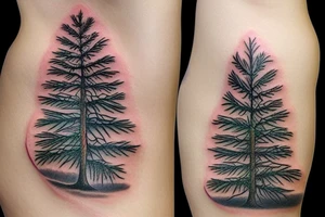 Single araucaria in real colors tattoo idea