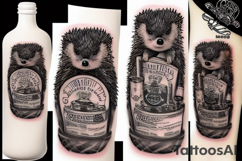 hedgehog punk with a bottle of whiskey tattoo idea