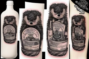 hedgehog punk with a bottle of whiskey tattoo idea