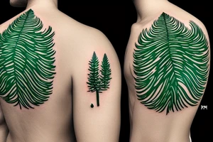 Single araucaria green tattoo idea