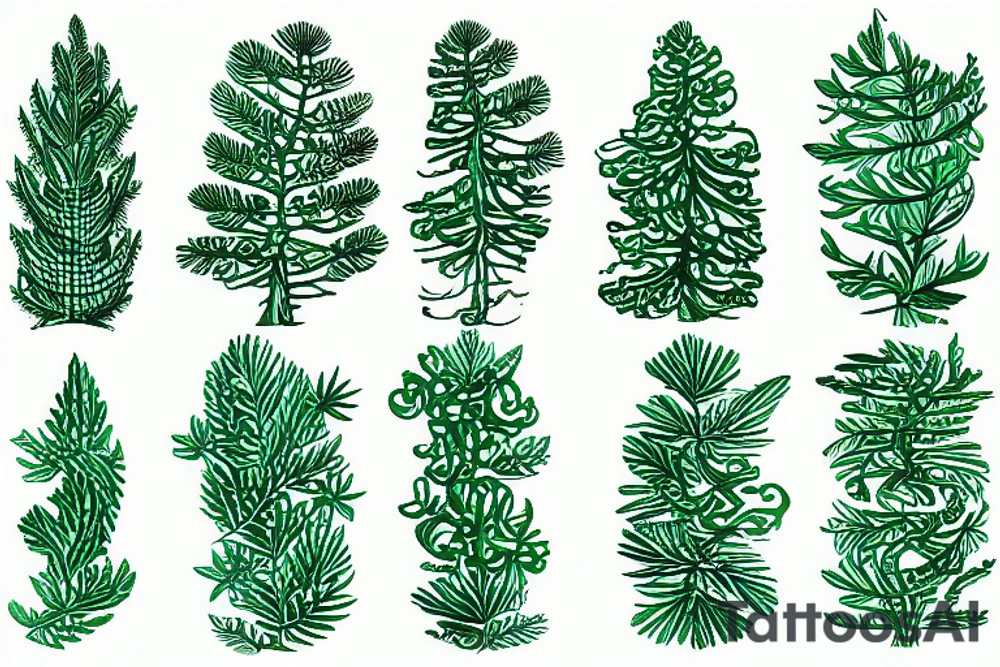 Single araucaria green tattoo idea