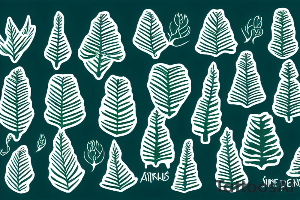 Single araucaria green tattoo idea