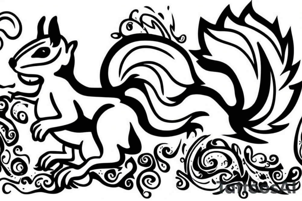 squirrel on fire on horseback tattoo idea