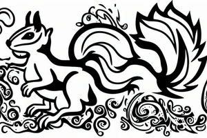 squirrel on fire on horseback tattoo idea