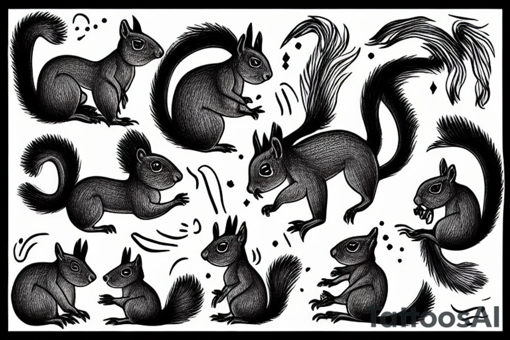 squirrel on fire on horseback tattoo idea