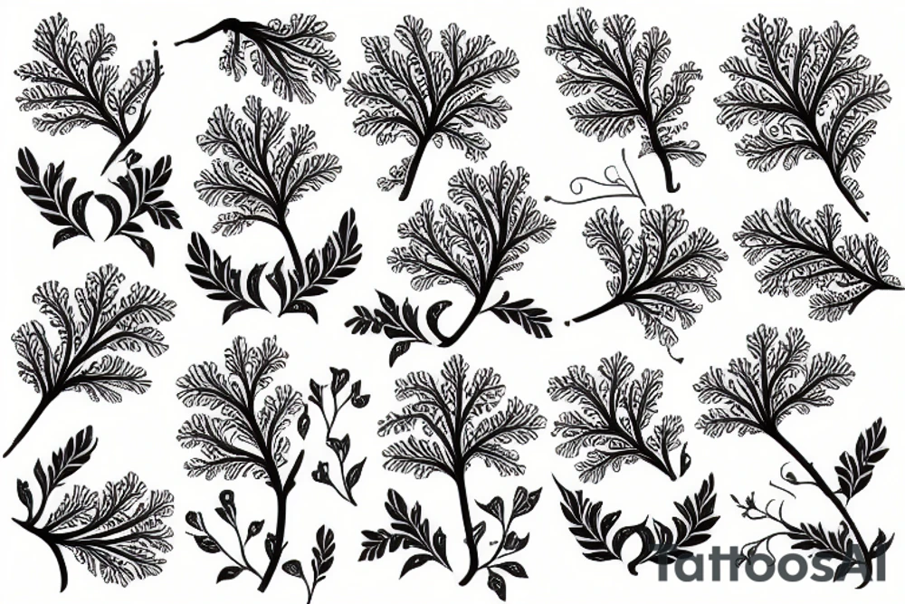 burdock branch with Russian patterns tattoo idea