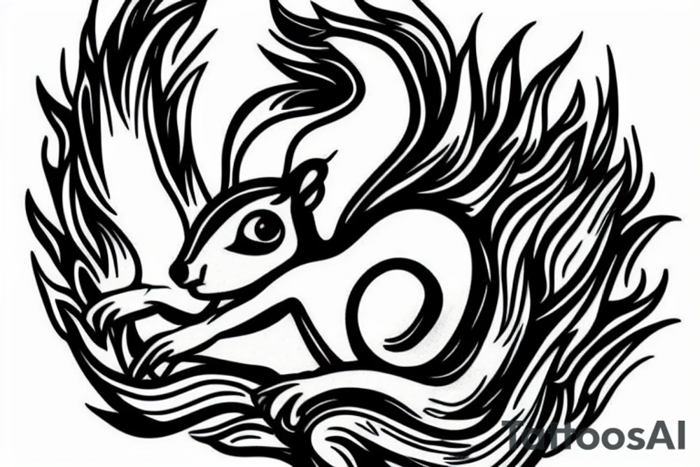 crazy squirrel on fire tattoo idea